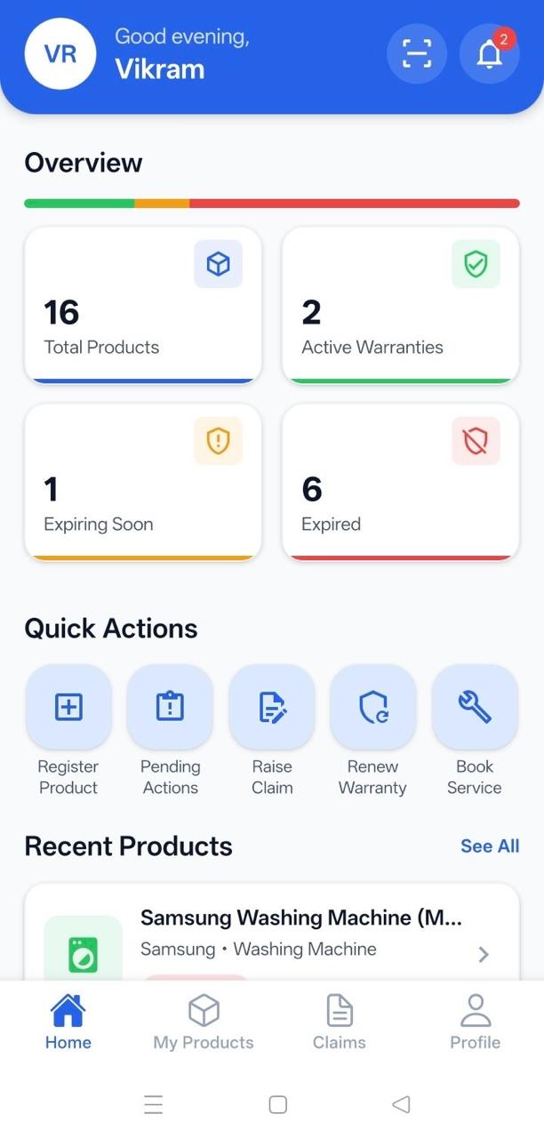 Device Vault app screenshot: Dashboard
